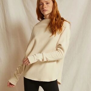 Perfect White Tee Morrison Fleece Mock Neck Sweatshirt In Sugar Sz XS Oversized